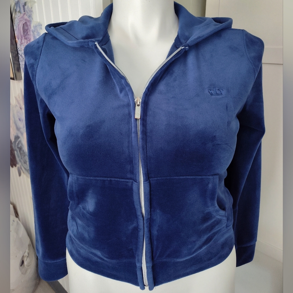 Juicy Couture Blue Velvet Zip-Up Hoodie